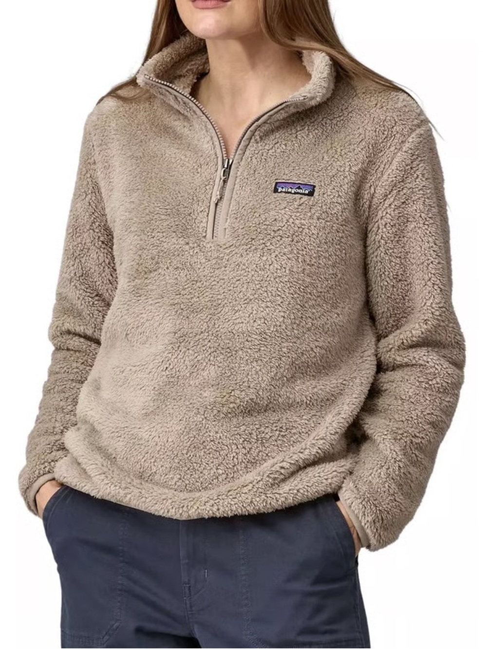Patagonia Los Gatos Quarter Zip Fleece Pullover Light Gray M